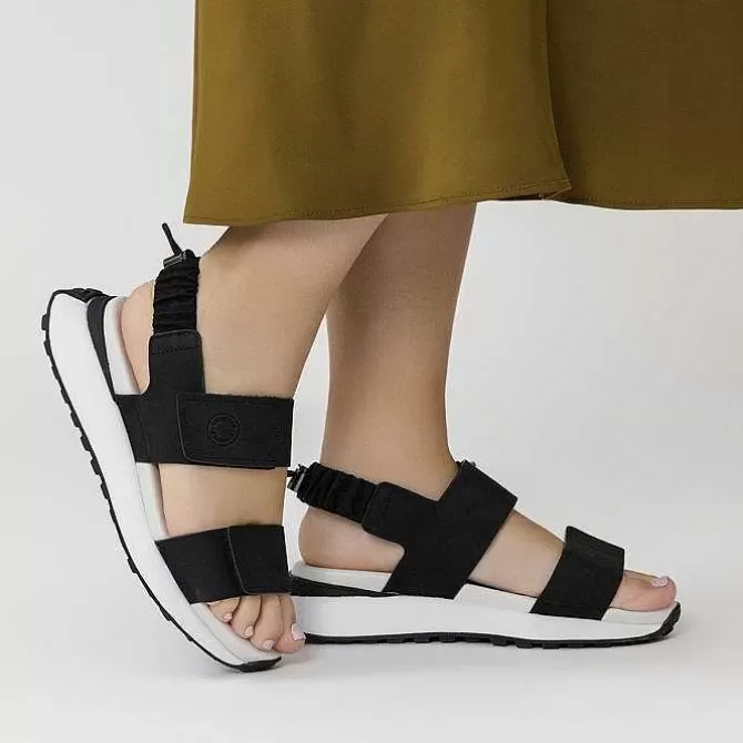 Sandalias Deportivas<Gioseppo Sandalias Deportivas Negras Detalle Fruncido Elastico En Espalda Para Mujer Fratar