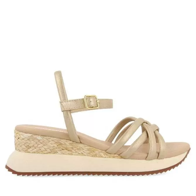 Sandalias Deportivas<Gioseppo Sandalias Dorada Con Cuña Y Tirantes Tubulares Para Mujer Permet