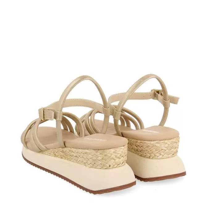 Sandalias Deportivas<Gioseppo Sandalias Dorada Con Cuña Y Tirantes Tubulares Para Mujer Permet
