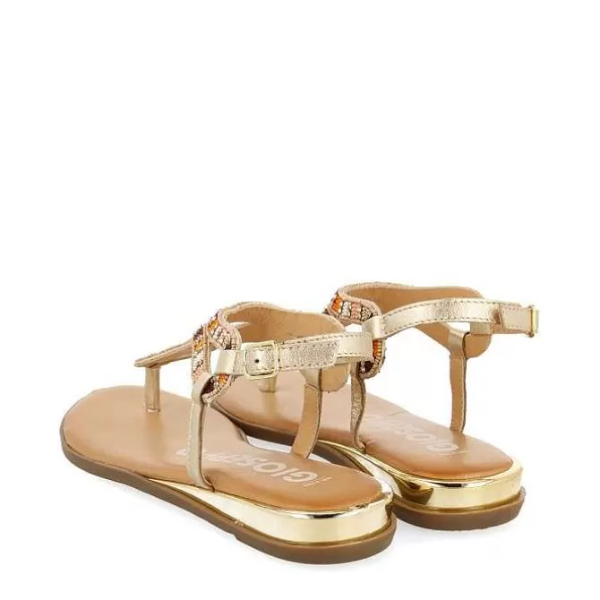 Sandalias Planas<Gioseppo Sandalias Dorada Con Piedras Multicolor Para Mujer Nyssa