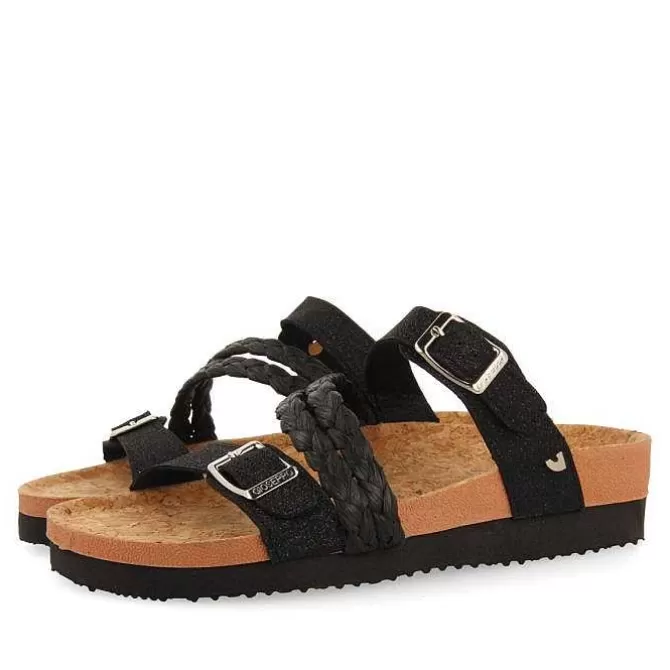 Chancletas<Gioseppo Sandalias Estilo Bio Con Tiras Negras Y Hebilla Para Mujer Loupian