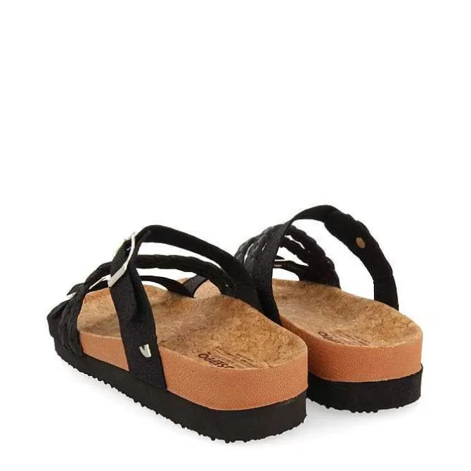 Chancletas<Gioseppo Sandalias Estilo Bio Con Tiras Negras Y Hebilla Para Mujer Loupian