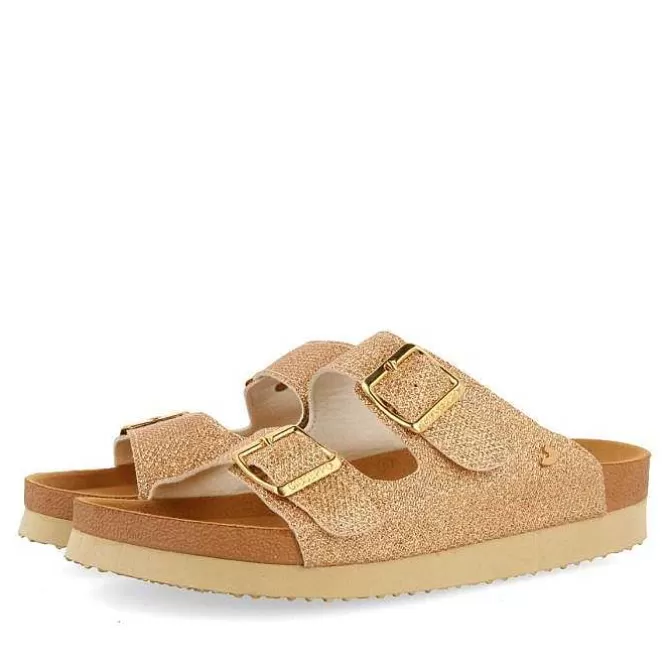 Chancletas<Gioseppo Sandalias Estilo Bio Dorado Con Tiras Y Hebilla Para Mujer Margate