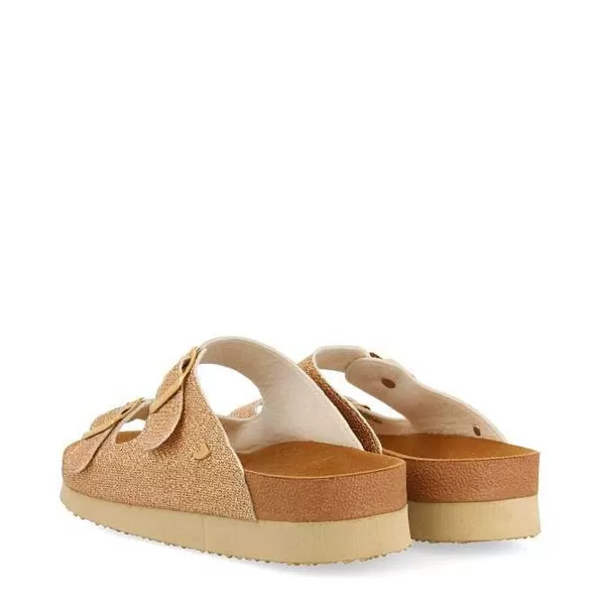 Chancletas<Gioseppo Sandalias Estilo Bio Dorado Con Tiras Y Hebilla Para Mujer Margate