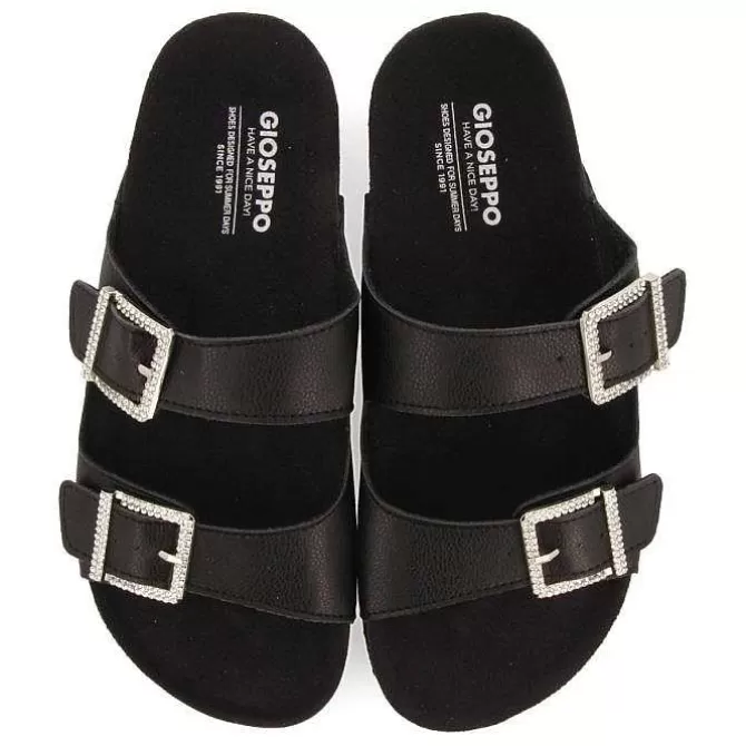 Chancletas<Gioseppo Sandalias Estilo Bio Negras Con Tiras Y Hebilla Para Mujer Eldridge