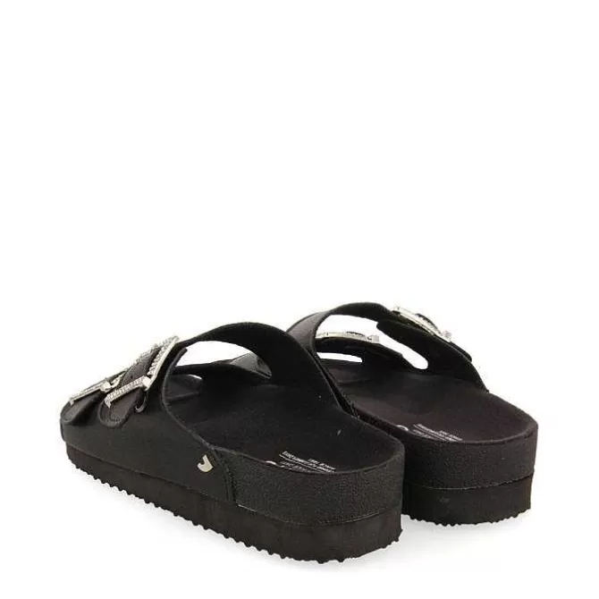 Chancletas<Gioseppo Sandalias Estilo Bio Negras Con Tiras Y Hebilla Para Mujer Eldridge