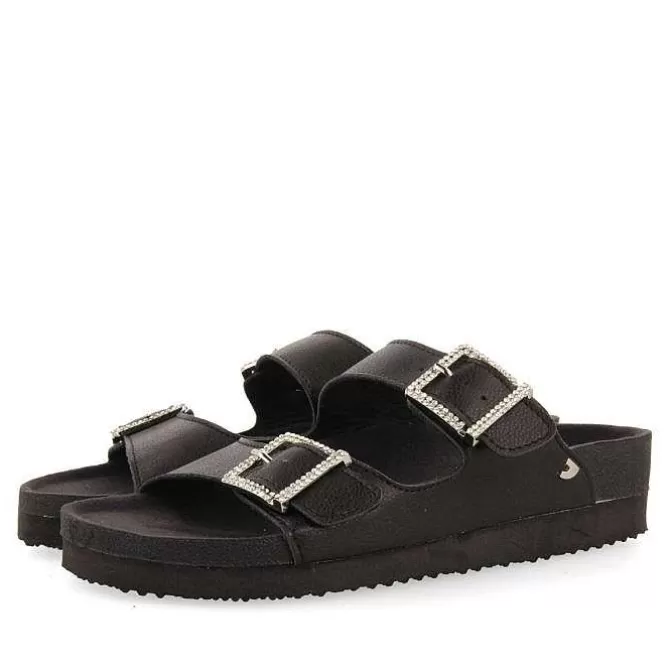Chancletas<Gioseppo Sandalias Estilo Bio Negras Con Tiras Y Hebilla Para Mujer Eldridge