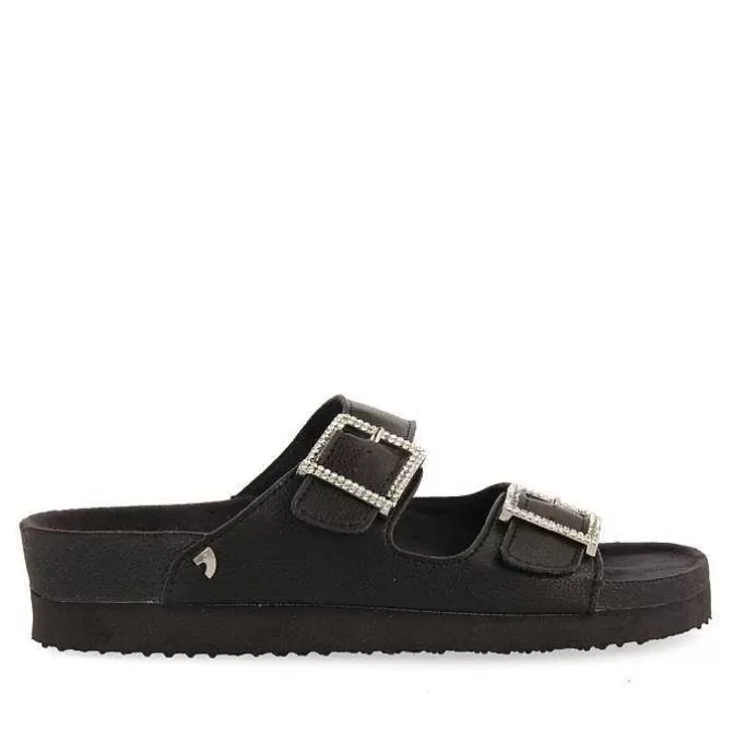 Chancletas<Gioseppo Sandalias Estilo Bio Negras Con Tiras Y Hebilla Para Mujer Eldridge