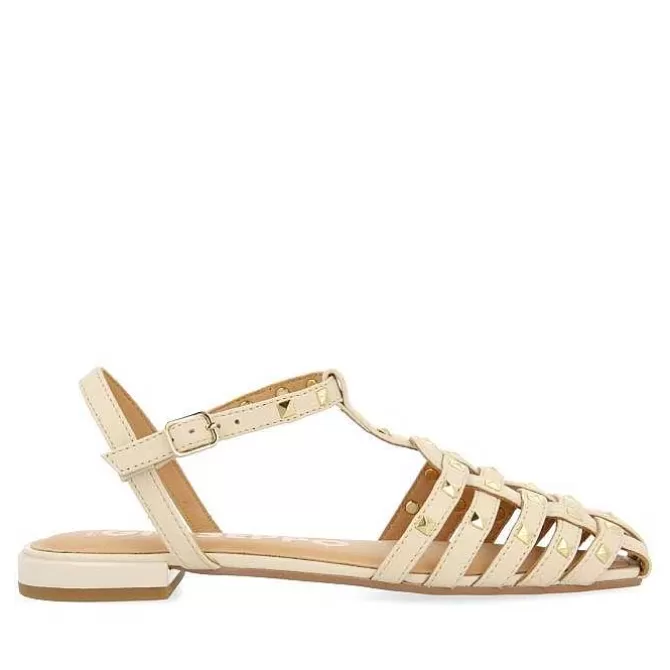 Bailarinas<Gioseppo Sandalias Estilo Cangrejo De Piel Con Tachuelas Blanco Rojo Para Mujer Canby
