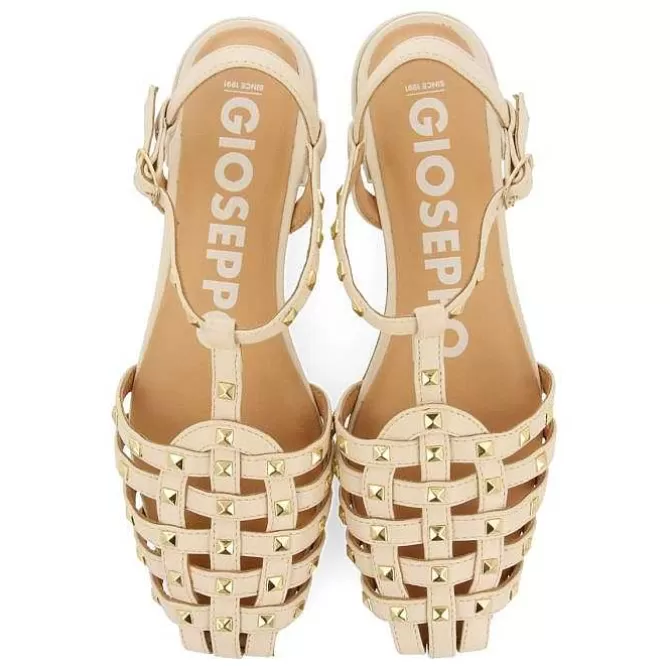 Bailarinas<Gioseppo Sandalias Estilo Cangrejo De Piel Con Tachuelas Blanco Rojo Para Mujer Canby