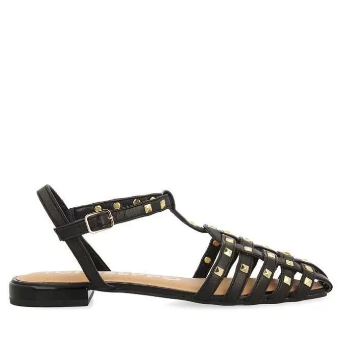 Bailarinas<Gioseppo Sandalias Estilo Cangrejo De Piel Negra Con Tachuelas Para Mujer Canby