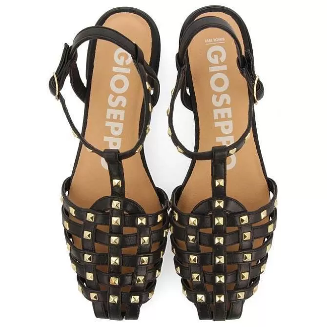 Bailarinas<Gioseppo Sandalias Estilo Cangrejo De Piel Negra Con Tachuelas Para Mujer Canby
