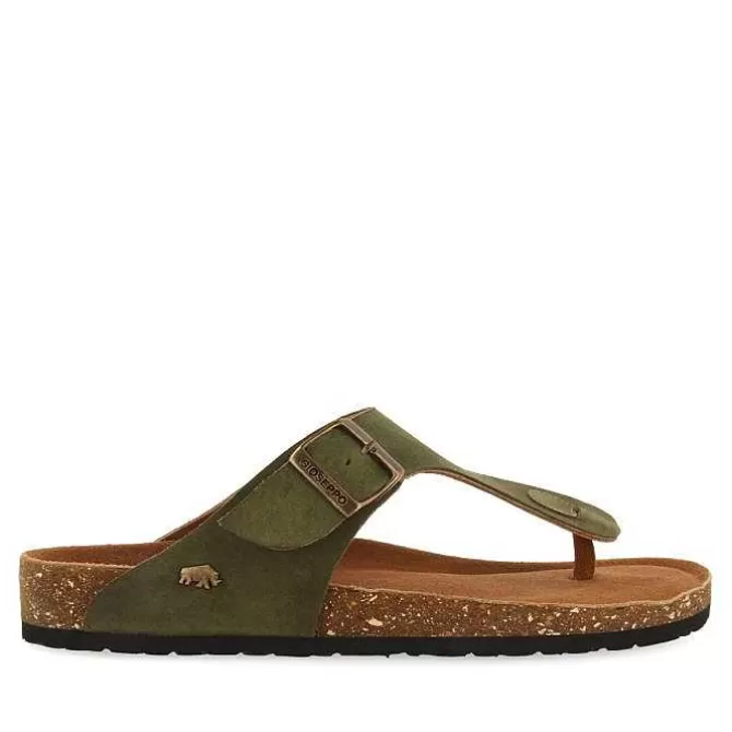 Chancletas<Gioseppo Sandalias Estilo Griego De Piel Khaki Con Suela Bio Para Hombre Ruskin
