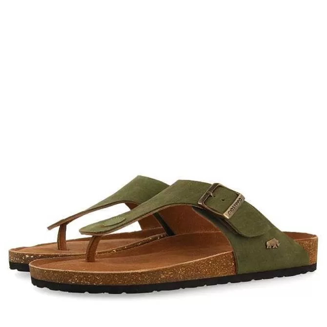 Chancletas<Gioseppo Sandalias Estilo Griego De Piel Khaki Con Suela Bio Para Hombre Ruskin
