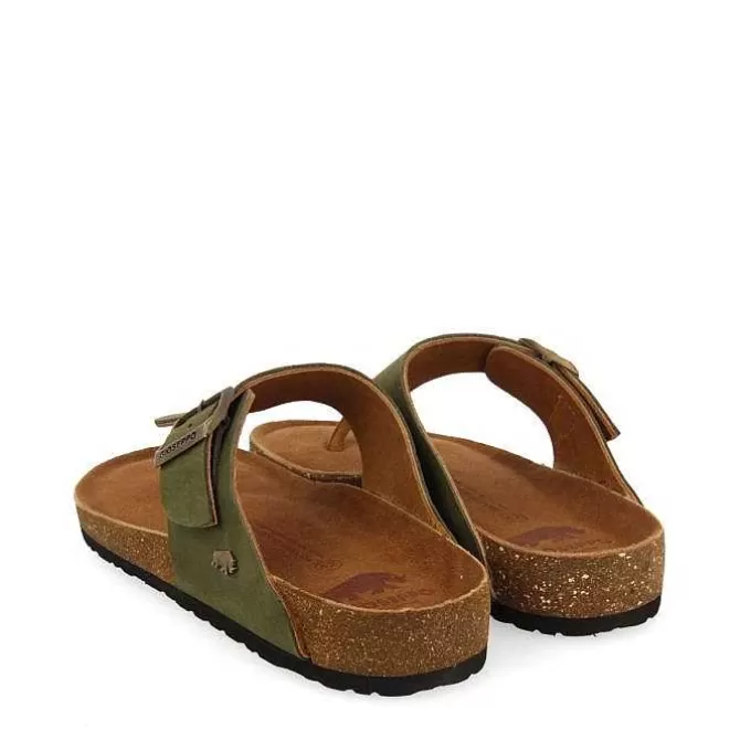 Chancletas<Gioseppo Sandalias Estilo Griego De Piel Khaki Con Suela Bio Para Hombre Ruskin