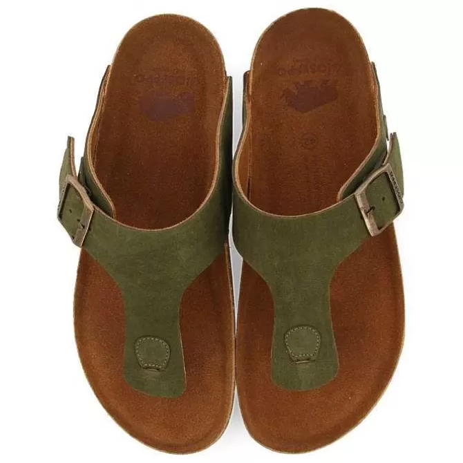 Chancletas<Gioseppo Sandalias Estilo Griego De Piel Khaki Con Suela Bio Para Hombre Ruskin