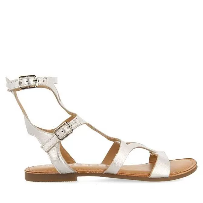 Sandalias Planas<Gioseppo Sandalias Estilo Romano Piel Plata Para Mujer Topoje