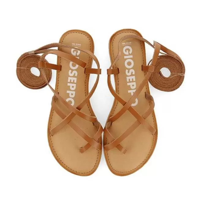 Sandalias Planas<Gioseppo Sandalias Lussat Con Tiras Finas Color Canela Para Atar Alrededor De La Pierna