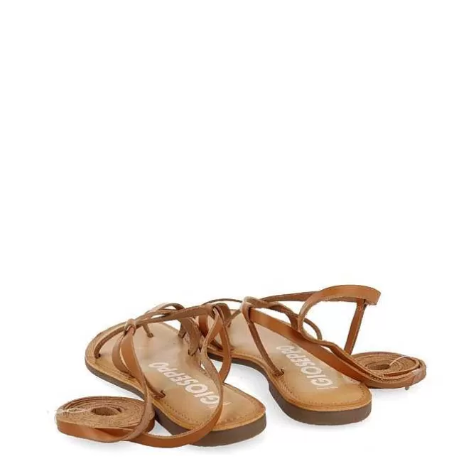 Sandalias Planas<Gioseppo Sandalias Lussat Con Tiras Finas Color Canela Para Atar Alrededor De La Pierna