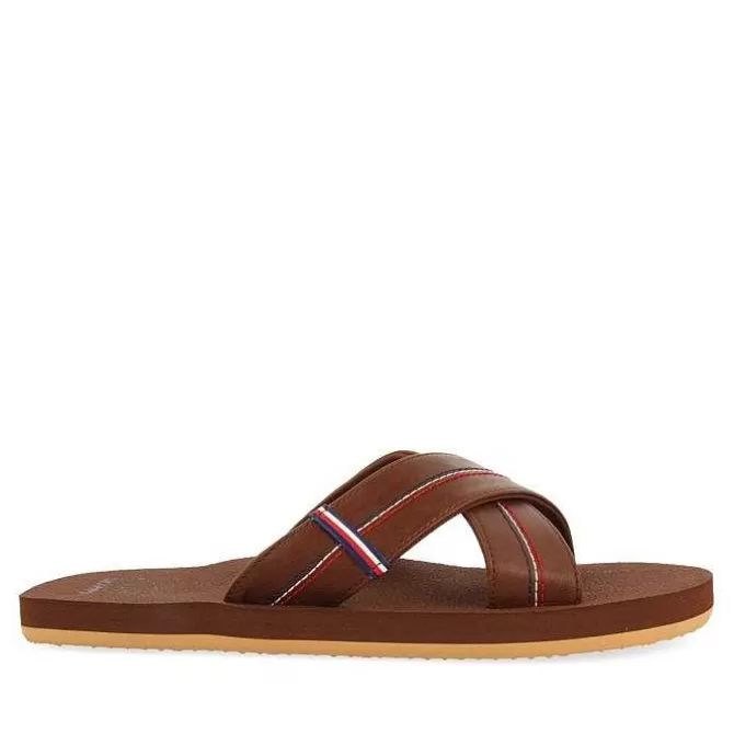 Chancletas<Gioseppo Sandalias Marron Con Tira Cruzada Y Detalles De Color Para Hombre Elkton