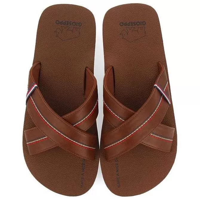 Chancletas<Gioseppo Sandalias Marron Con Tira Cruzada Y Detalles De Color Para Hombre Elkton