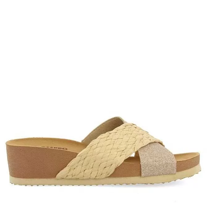 Chancletas<Gioseppo Sandalias Mujer Cuña Tiras Color Natural Goulds