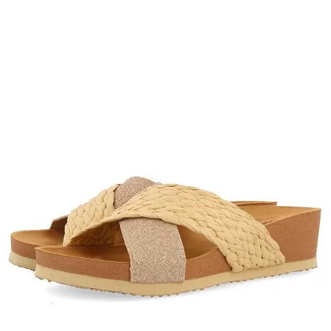 Chancletas<Gioseppo Sandalias Mujer Cuña Tiras Color Natural Goulds
