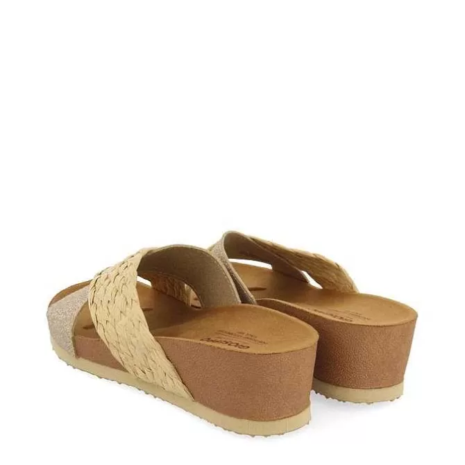 Chancletas<Gioseppo Sandalias Mujer Cuña Tiras Color Natural Goulds