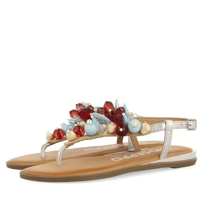 Sandalias Planas<Gioseppo Sandalias Mujer De Piel Chapada Con Pasamadas Multicolor Estilo Griego Hayle