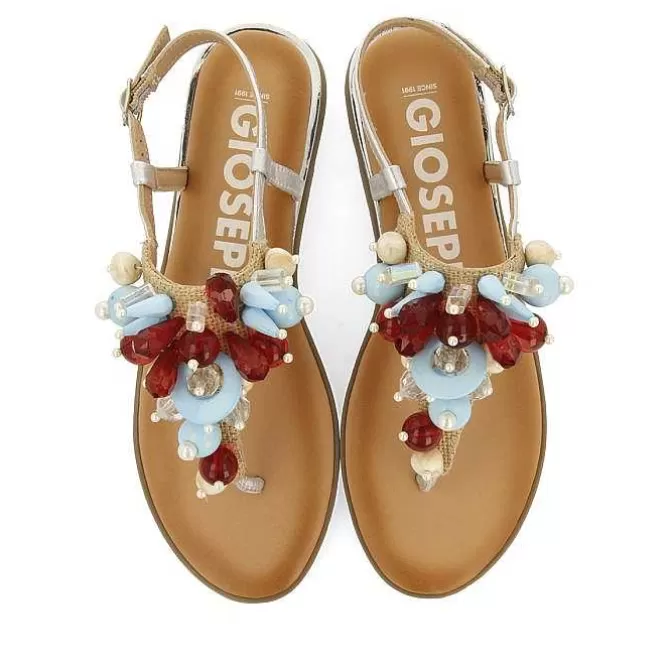 Sandalias Planas<Gioseppo Sandalias Mujer De Piel Chapada Con Pasamadas Multicolor Estilo Griego Hayle