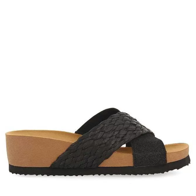 Chancletas<Gioseppo Sandalias Mujer Goulds Con Tiras Y Cuña Negras