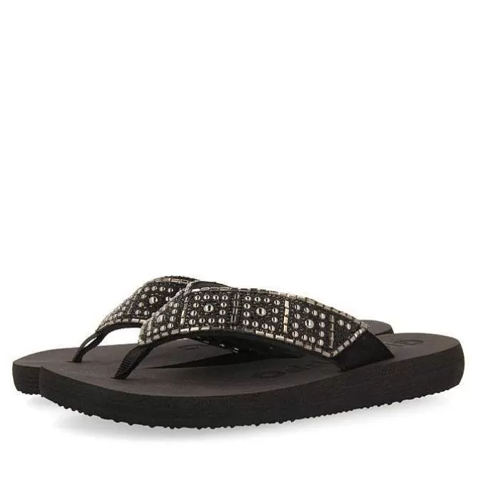 Chancletas<Gioseppo Sandalias Negras Adorno De Cristal Para Mujer Ashland