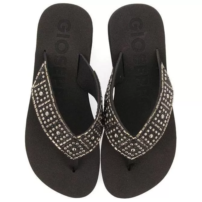Chancletas<Gioseppo Sandalias Negras Adorno De Cristal Para Mujer Ashland