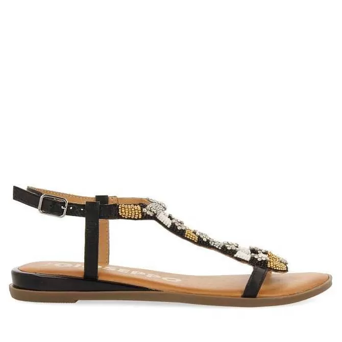 Sandalias Planas<Gioseppo Sandalias Negras Con Piedras Multicolor Para Mujer Mulion