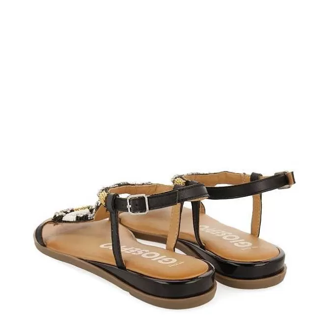Sandalias Planas<Gioseppo Sandalias Negras Con Piedras Multicolor Para Mujer Mulion