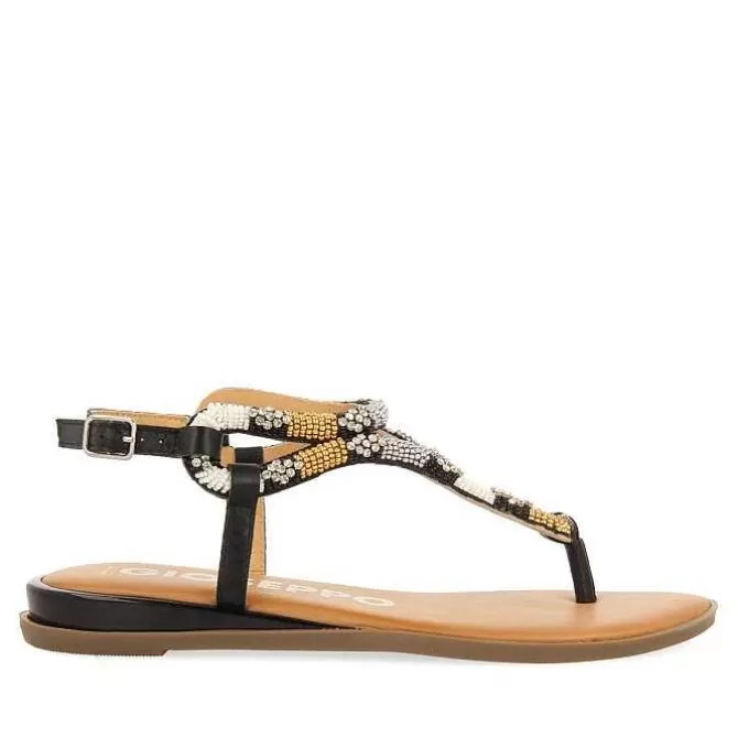 Sandalias Planas<Gioseppo Sandalias Negras Con Piedras Multicolor Para Mujer Nyssa