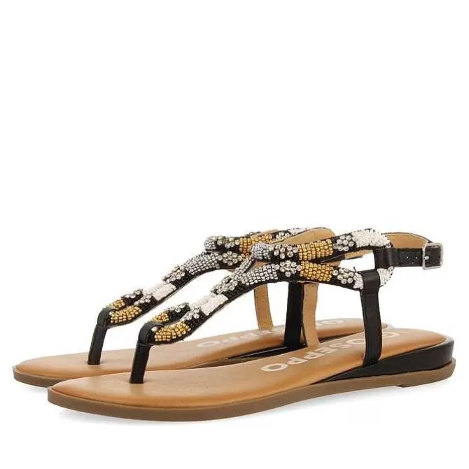 Sandalias Planas<Gioseppo Sandalias Negras Con Piedras Multicolor Para Mujer Nyssa