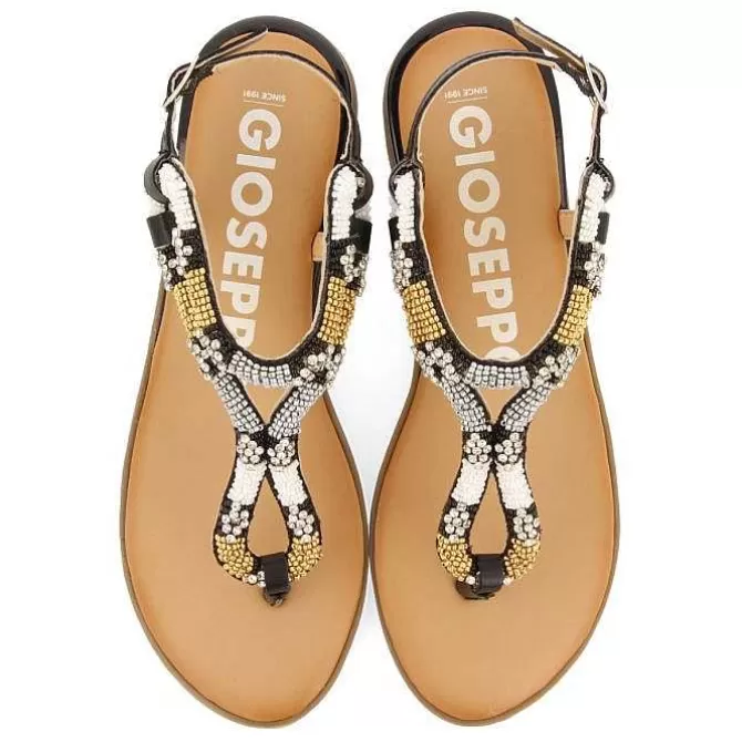 Sandalias Planas<Gioseppo Sandalias Negras Con Piedras Multicolor Para Mujer Nyssa