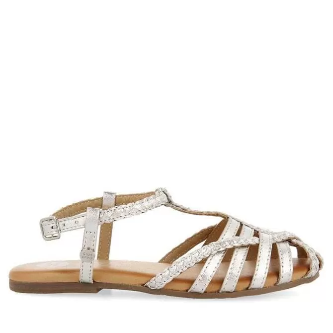 Niñas | Sandalias<Gioseppo Sandalias Nina Tanlay De Piel Plateada Con Varias Tiras