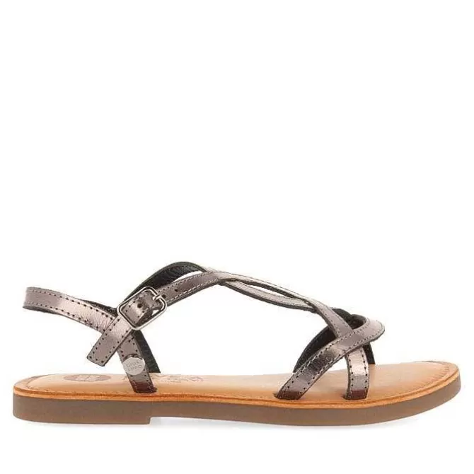 Niñas | Sandalias<Gioseppo Sandalias Nina Vareza Piel Metalizada Plata Oscuro