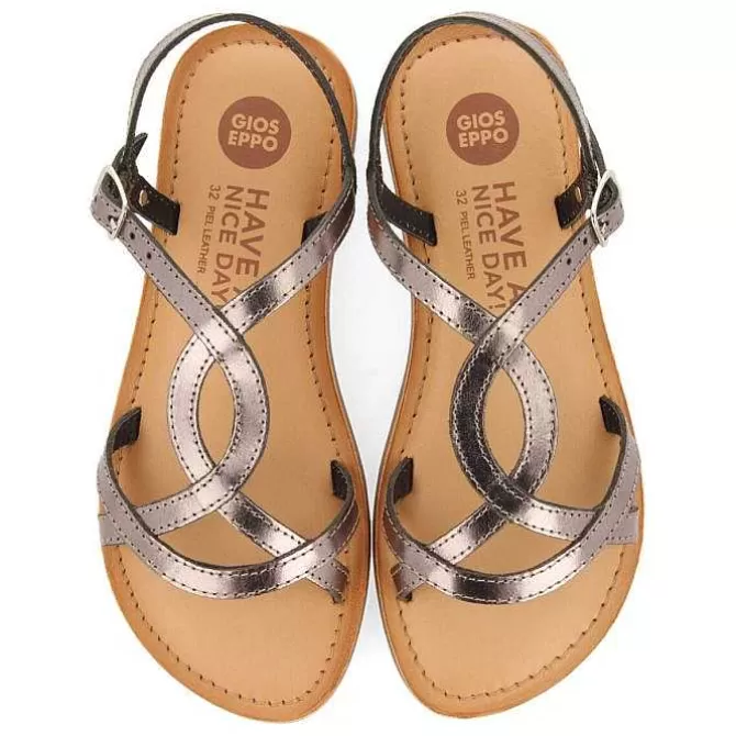 Niñas | Sandalias<Gioseppo Sandalias Nina Vareza Piel Metalizada Plata Oscuro