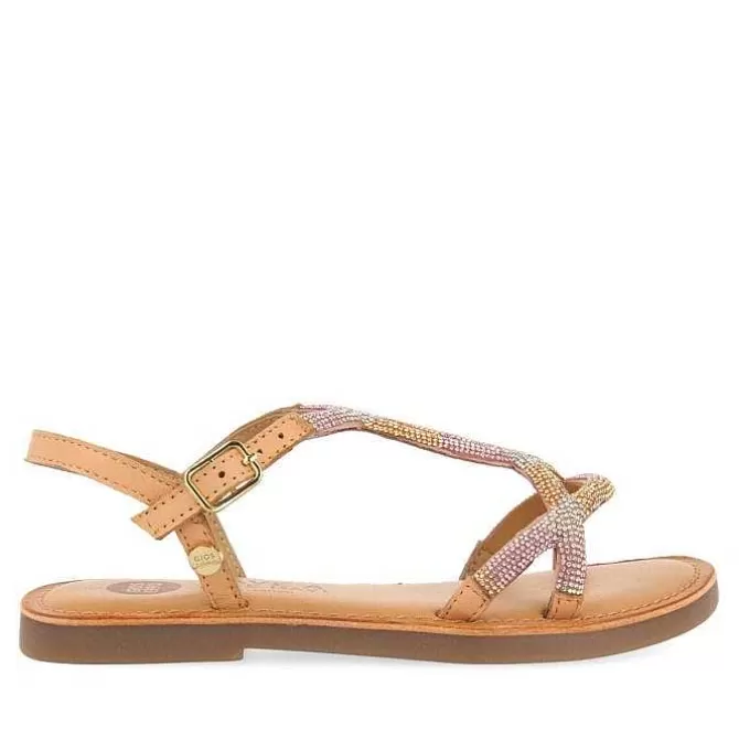 Niñas | Sandalias<Gioseppo Sandalias Nina Velizy De Piel Tintada Con Cristales
