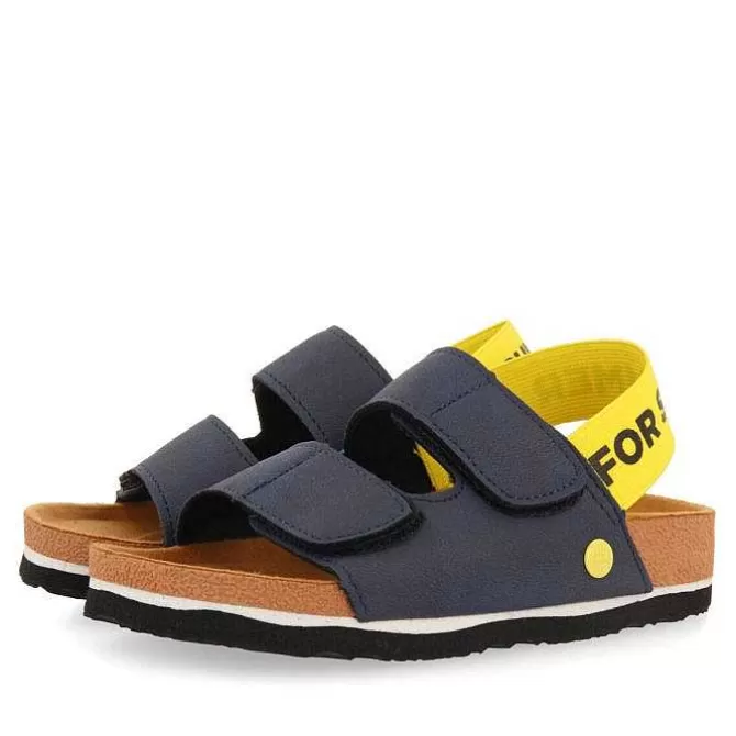 Niños | Chancletas<Gioseppo Sandalias Nino Courgis Plantilla Azul Marino Con Detalles Amarillos