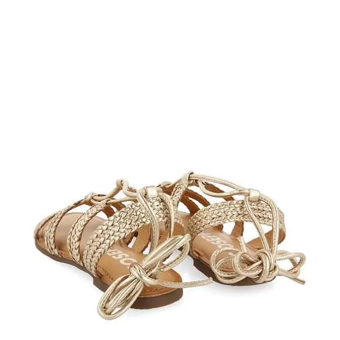 Sandalias Planas<Gioseppo Sandalias Planas De Mujer Darney De Piel Trenzada Dorada Con Cordones