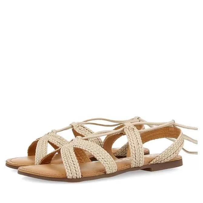 Sandalias Planas<Gioseppo Sandalias Planas De Mujer Darney De Piel Trenzada Y Cordones En Color Blanco Roto