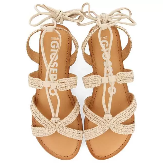 Sandalias Planas<Gioseppo Sandalias Planas De Mujer Darney De Piel Trenzada Y Cordones En Color Blanco Roto