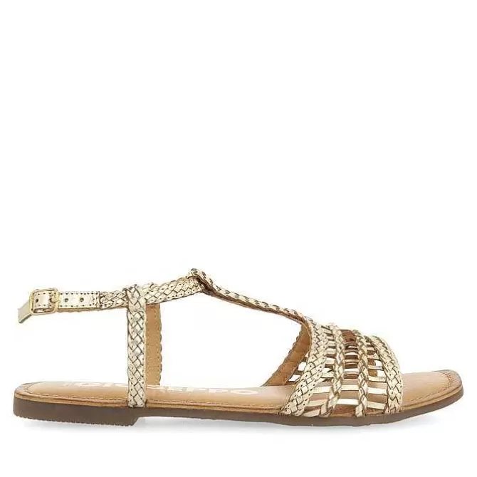 Sandalias Planas<Gioseppo Sandalias Planas De Mujer Icari De Piel Trenzada Dorado