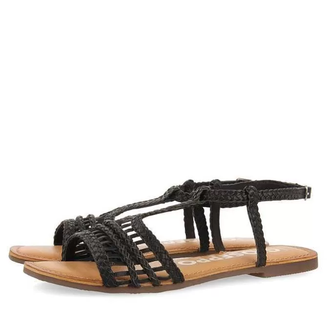 Sandalias Planas<Gioseppo Sandalias Planas De Mujer Icari De Piel Trenzada En Negro