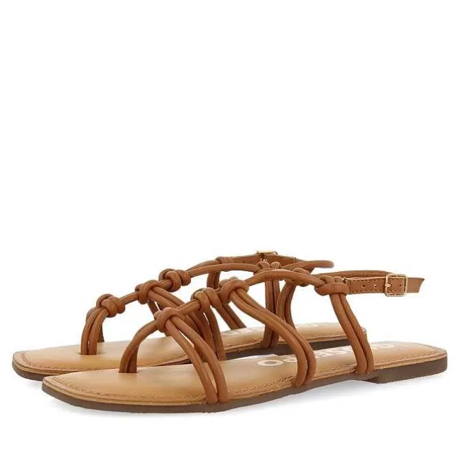 Sandalias Planas<Gioseppo Sandalias Planas De Mujer Rosny Color Tostado Con Tiras Finas Y Nudos Decorativos