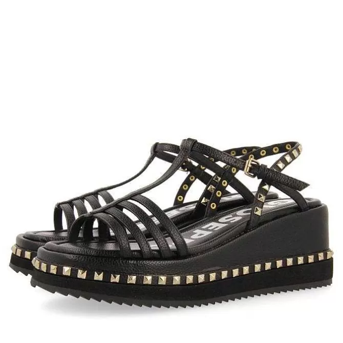 Sandalias Plataforma<Gioseppo Sandalias Plataforma Negras Detalle Tachuelas Para Mujer Klankek